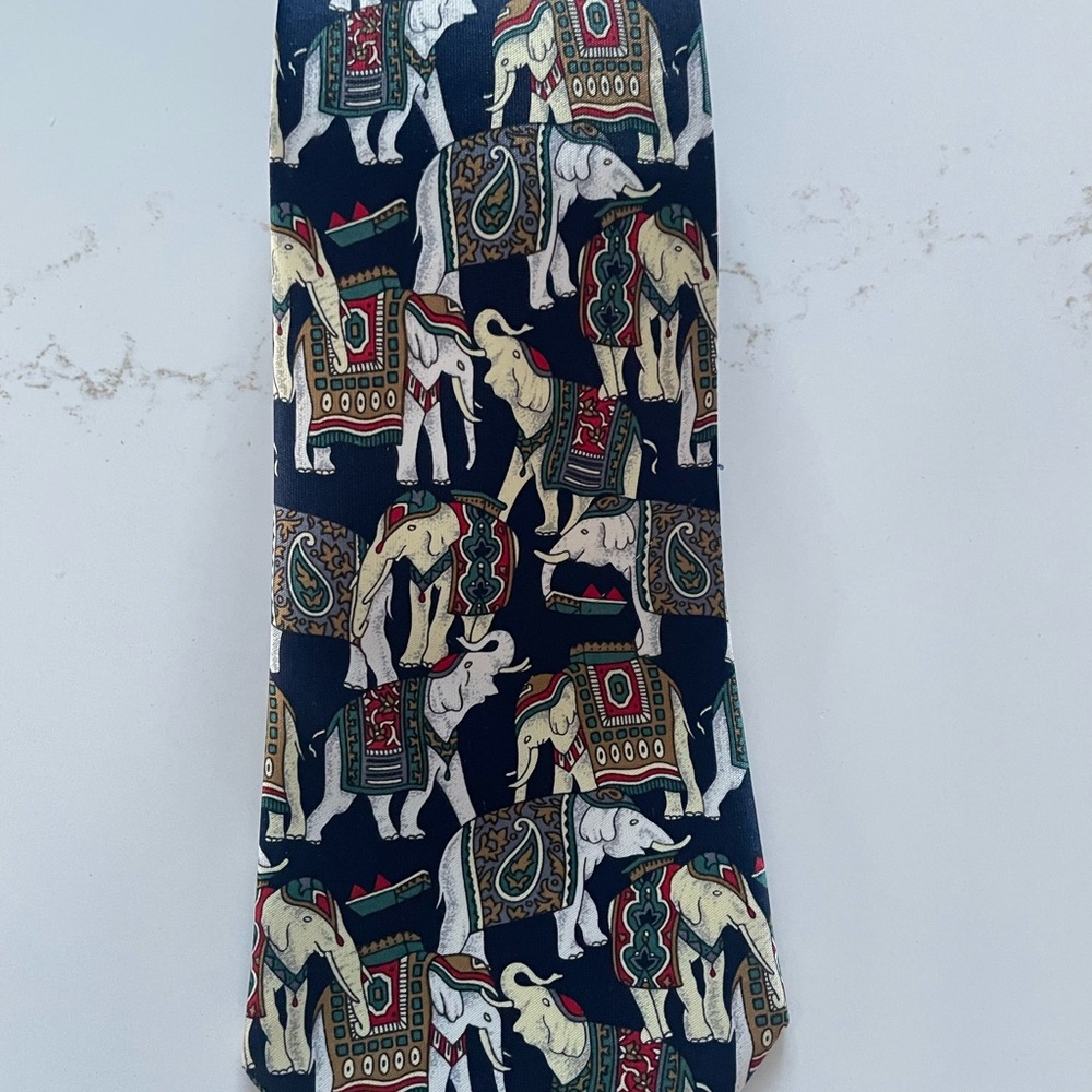 Rene  Chagal  Vintage Elephant hand made Patterned Tie